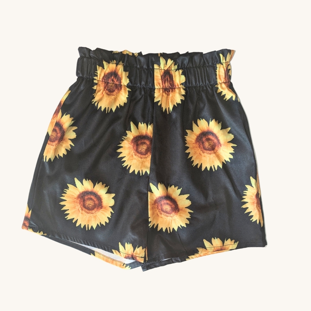 Sunflower Print Girl's Shorts